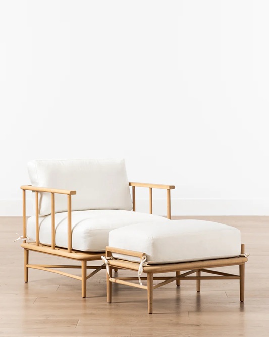 Alder Lounge Chair - Natural Oak | Linen Blend