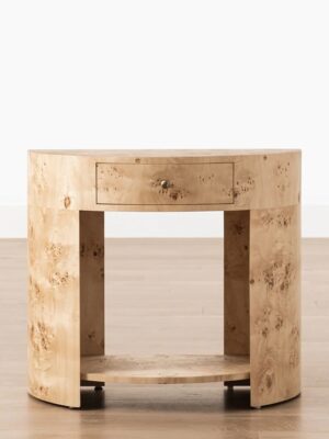 Marina Nightstand – Rounded Form & Brass Detail