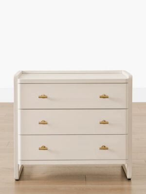 Alina Nightstand – Ivory Lacquer | Brass Accents