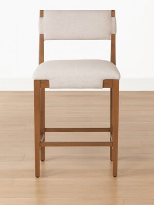 Arden Counter Stool – Walnut Frame | Linen Upholstery