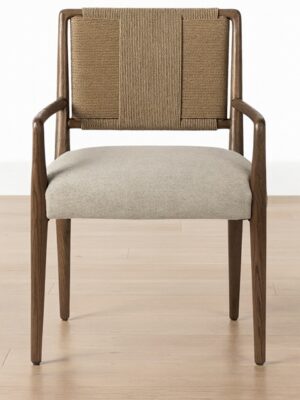 Aria Armchair – Walnut | Woven Rope Backrest