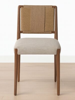Aria Dining Chair – Walnut | Woven Rope Backrest