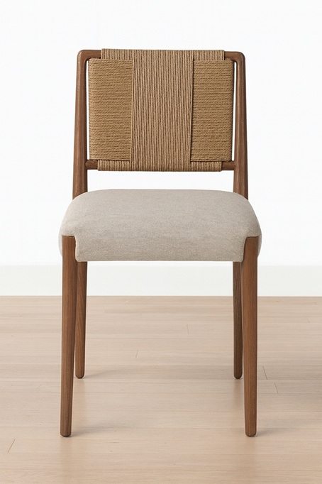 Aria Dining Chair – Walnut | Woven Rope Backrest