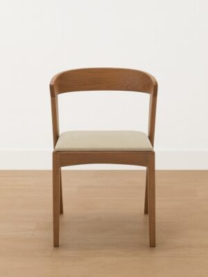 Aris Dining Chair – Walnut Finish | Linen Cushion