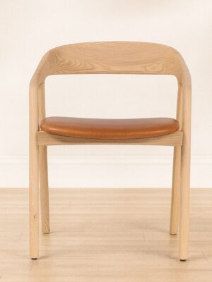 Asher Dining Chair – Oak Wood | Saddle Leather