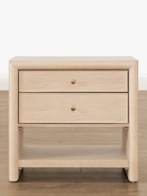 Callum Nightstand – Light Oak | Brass Knobs