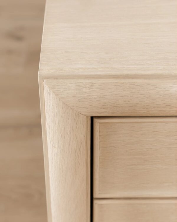 Callum Nightstand – Light Oak | Brass Knobs