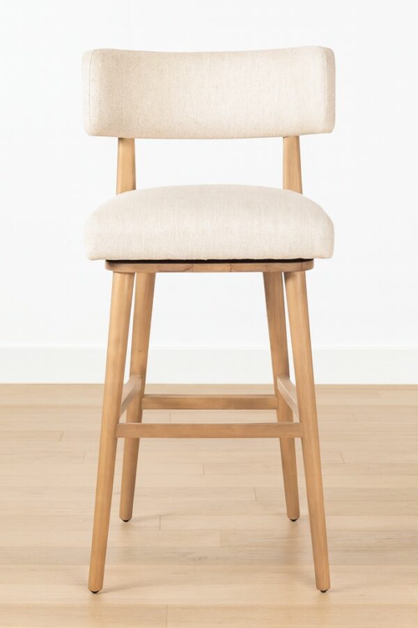 Cleo Bar Stool – Wooden Frame | Textured Linen Seat