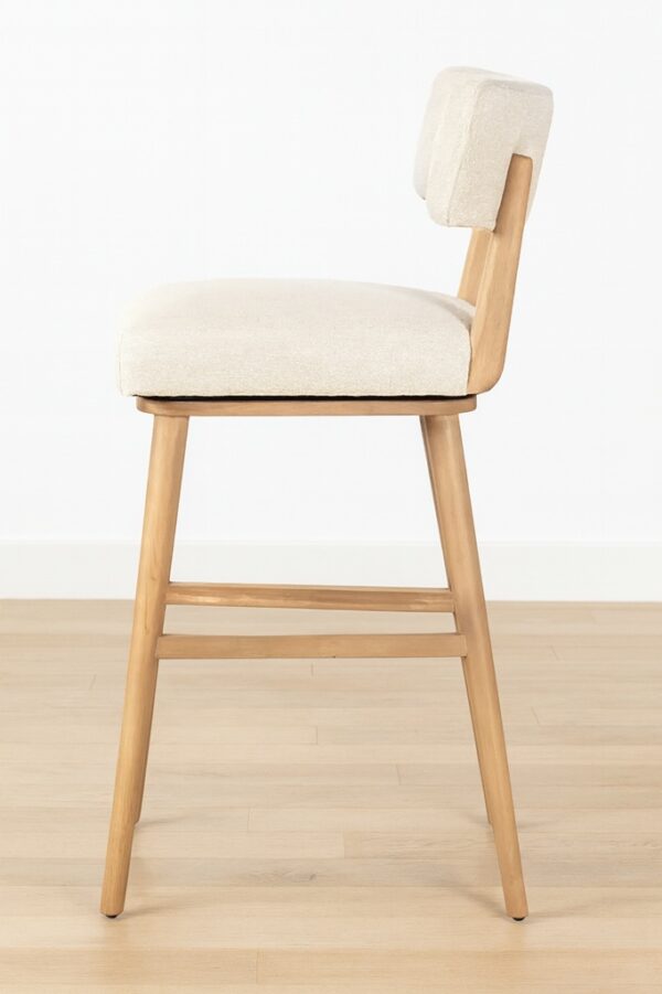 Cleo Bar Stool – Wooden Frame | Textured Linen Seat