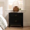 Corvin Nightstand – Charcoal Oak | Brass Accents