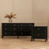 Corvin Nightstand – Charcoal Oak | Brass Accents