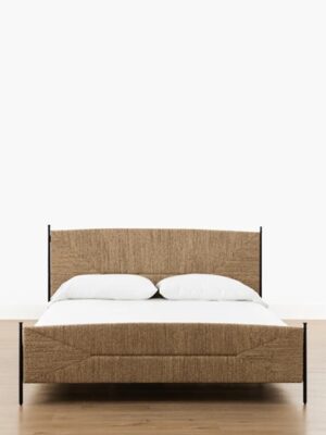 Atlas Bed – Black Frame | Woven Headboard