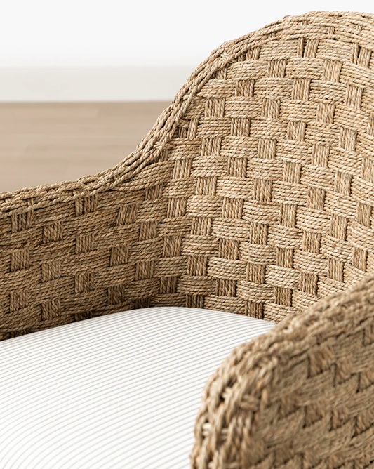 Dakota Armchair – Rattan Back | Fabric Seat