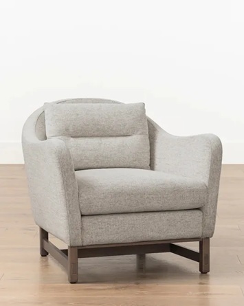 Harlan Lounge Chair – Textured Grey Fabric | Walnut Base
