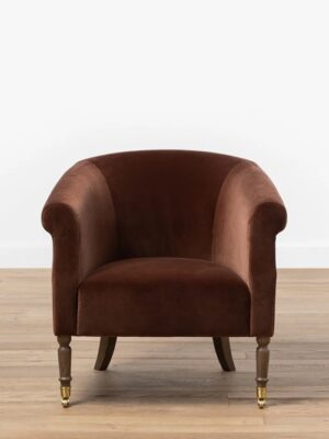 Eldon Lounge Chair – Warm Velvet | Brass Details