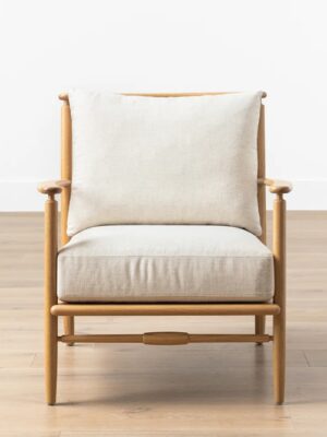 Elias Lounge Chair – Oak Wood | Linen Blend