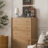 Everett Tallboy Dresser – Light Oak Finish | Brass Handles