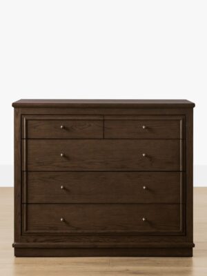 Harlow Dresser – Walnut Finish | Brass Knobs