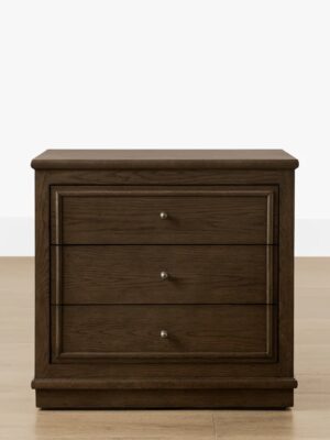 Harlow Nightstand – Walnut Finish | Brass Knobs