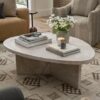 Langley Oval Coffee Table – Travertine Stone Finish