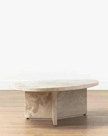Langley Oval Coffee Table – Travertine Stone Finish