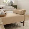 Leona Bench – Beige Velvet | Walnut Legs