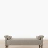 Leona Bench – Beige Velvet | Walnut Legs