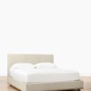 Lunara Bed – Textured Fabric & Oak Base