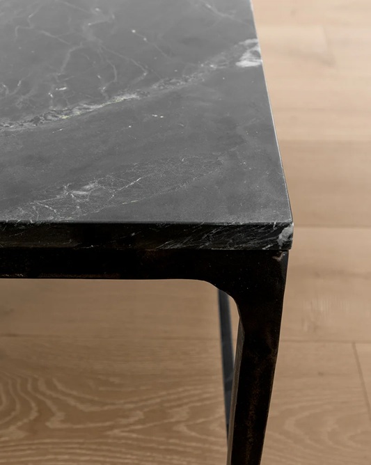 Milan Coffee Table – White Marble | Black Iron Frame