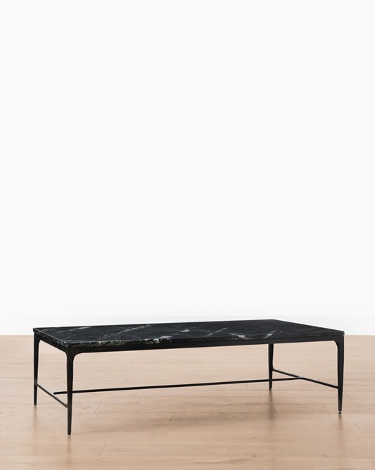 Milan Coffee Table – White Marble | Black Iron Frame