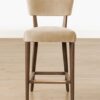 Monaco Counter Stool – Walnut Frame | Camel Velvet Upholstery