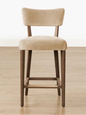 Monaco Counter Stool – Walnut Frame | Camel Velvet Upholstery