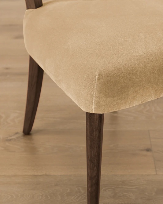 Monaco Dining Chair – Walnut Frame | Camel Velvet Upholstery