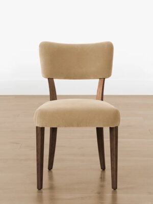 Monaco Dining Chair – Walnut Frame | Camel Velvet Upholstery