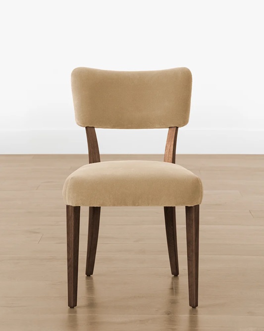 Monaco Dining Chair – Walnut Frame | Camel Velvet Upholstery