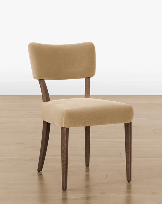 Monaco Dining Chair – Walnut Frame | Camel Velvet Upholstery
