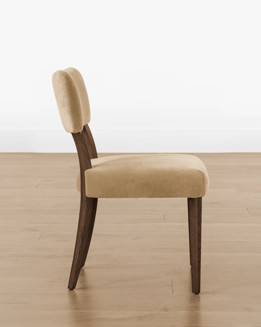 Monaco Dining Chair – Walnut Frame | Camel Velvet Upholstery
