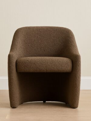 Noir Accent Chair – Deep Brown Bouclé Fabric