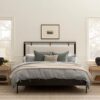 Nola Bed – Iron Frame | Textured Fabric Headboard