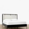 Nola Bed – Iron Frame | Textured Fabric Headboard