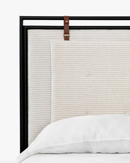 Nola Bed – Iron Frame | Textured Fabric Headboard