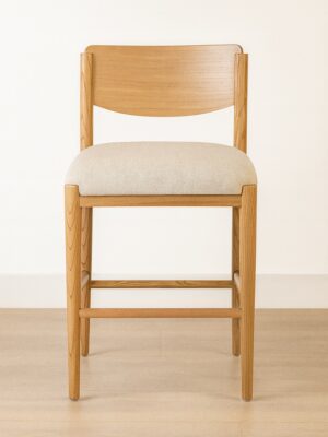 Nora Counter Stool – Natural Oak | Linen Seat