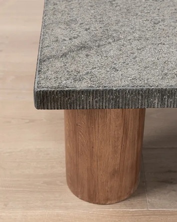 Orion Coffee Table – Charcoal Stone Top | Walnut Base