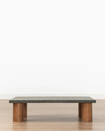 Orion Coffee Table – Charcoal Stone Top | Walnut Base