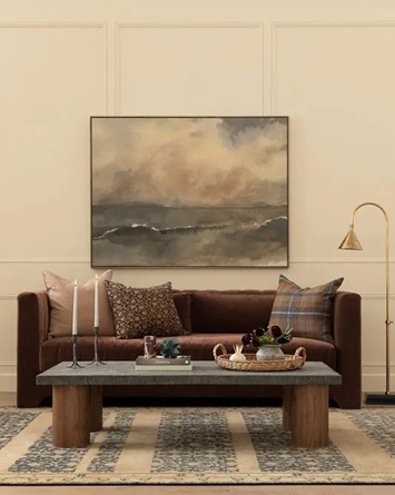 Orion Coffee Table – Charcoal Stone Top | Walnut Base