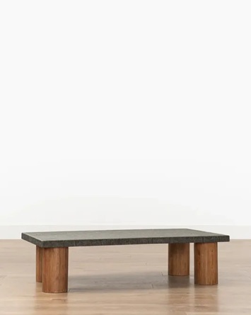 Orion Coffee Table – Charcoal Stone Top | Walnut Base