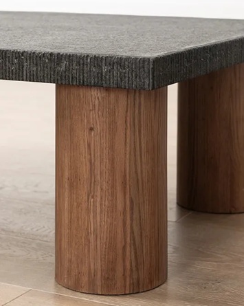 Orion Coffee Table – Charcoal Stone Top | Walnut Base