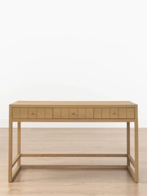 Ronan Desk – Natural Oak | Brass Knobs