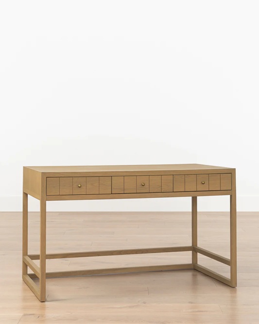 Ronan Desk – Natural Oak | Brass Knobs
