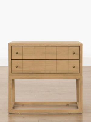 Ronan Nightstand – Natural Oak | Brass Knobs
